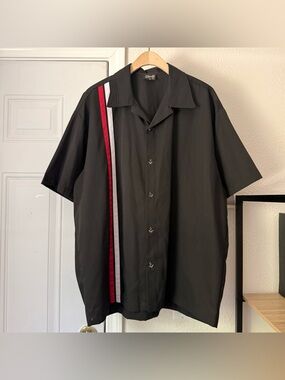 NWT STEADY CLOTHING men’s black retro pinup mod button up stripe shirt